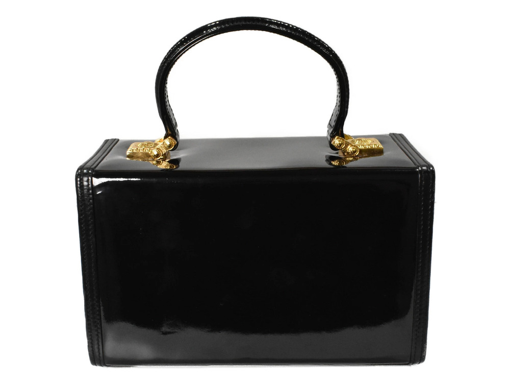 VERSACE Vanity Bag Black Patent Vernis Leather Handbag Occasions Black